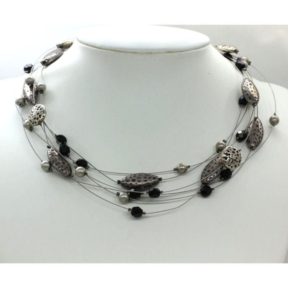 CHICO'S 5 strand floating bead necklace pre owned 16" to 19"